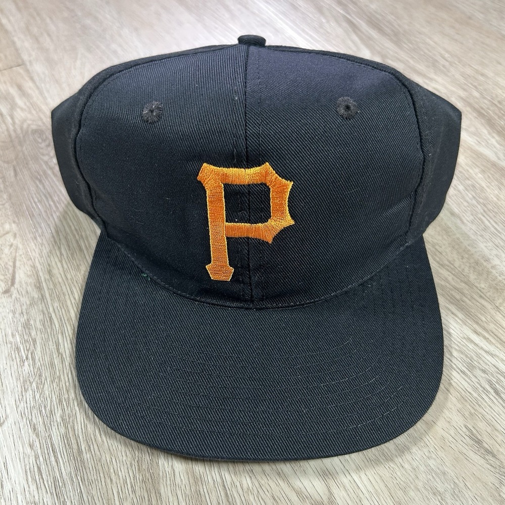 VTG Pittsburgh Pirates Snapback Hat MLB Twins Enterprise Plain Logo Black Cap